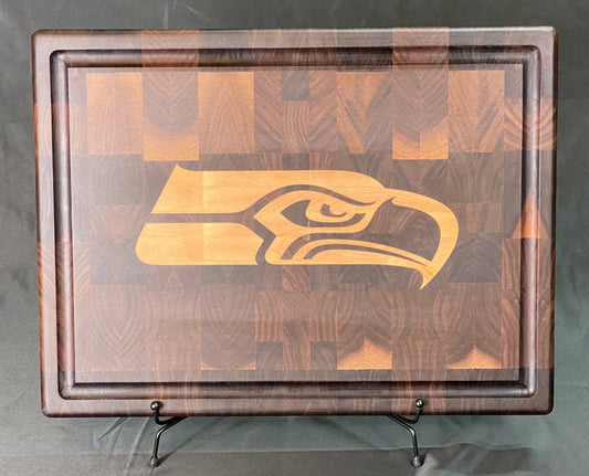 Seahawks End Grain Cutting Board