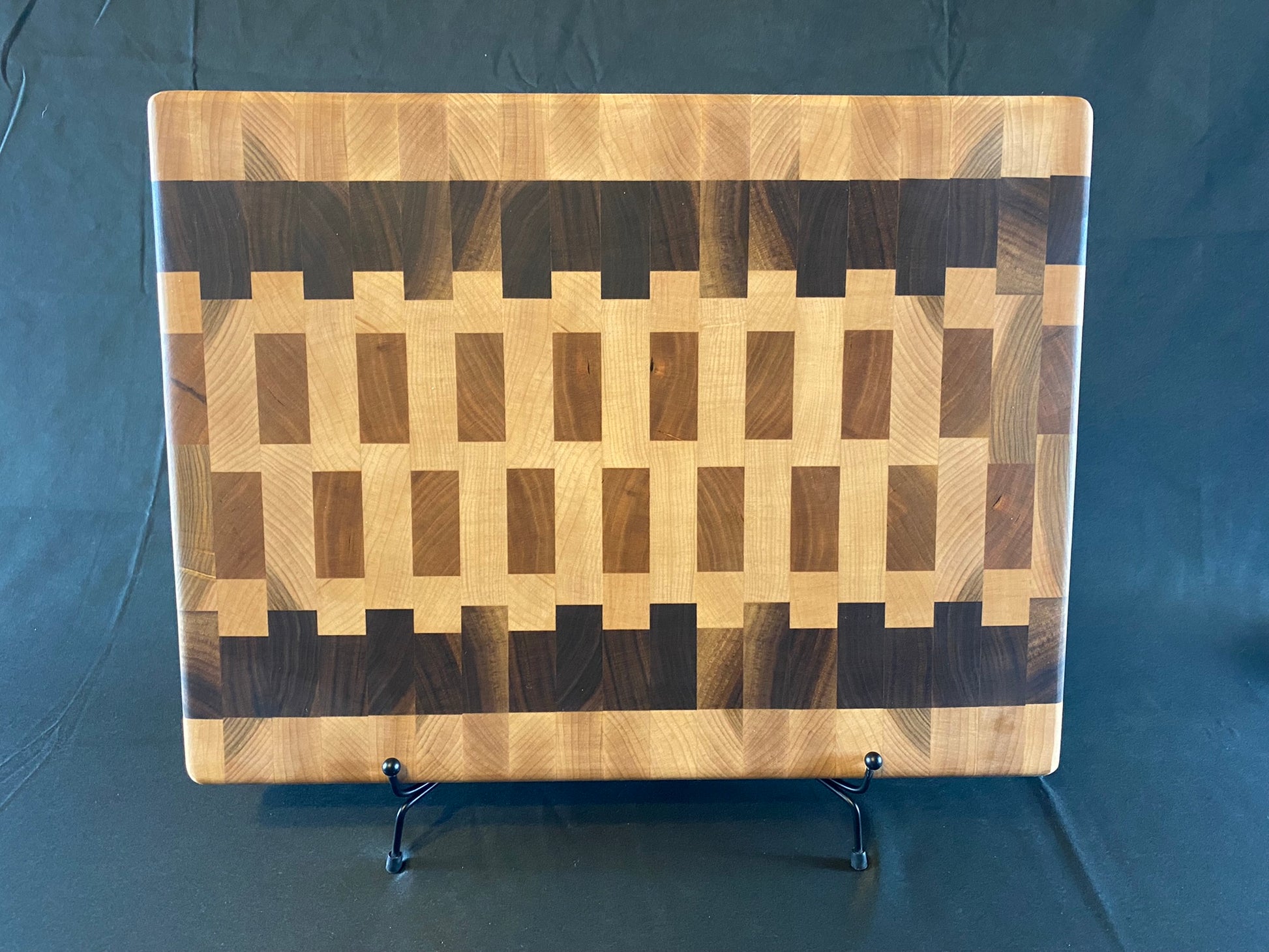 Curly Maple Walnut and Cherry End Grain Cutting Board – Custom Woodworker