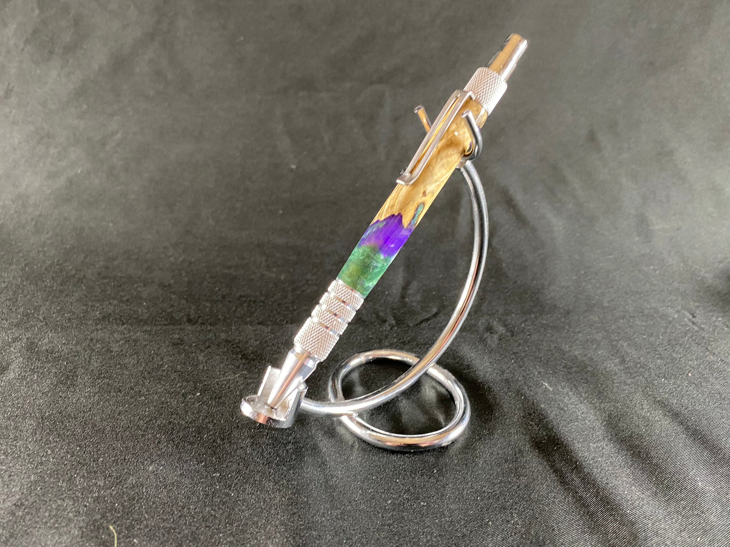 Purple / Forest Green Buckeye Burl Aluminum Pen Duraclick