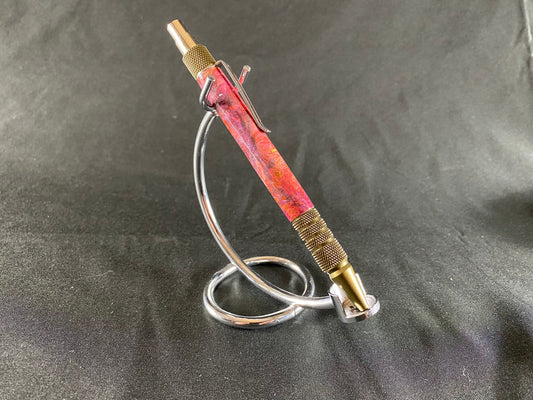 Triple Dyed Maple Burl Pink Purple Blue Burnt Bronze Custom Click Pen EDC